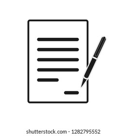 Signing contract icon. Report, letter, will. Deal concept. Can be used for topics like business, education, correspondence eps10