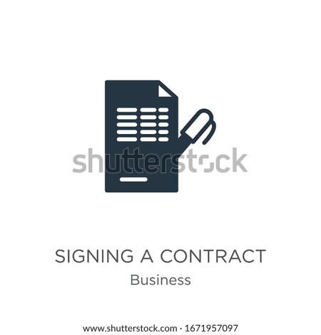 Signing a contract icon vector. Trendy flat signing a contract icon from business collection isolated on white background. Vector illustration can be used for web and mobile graphic design, logo, 