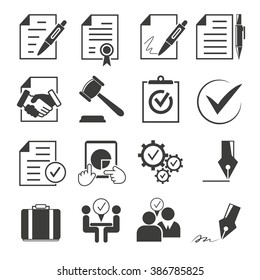 Signing Contract Icons, Agreement Icons, 