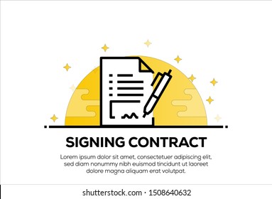 SIGNING CONTRACT AND ILLUSTRATION ICON CONCEPT