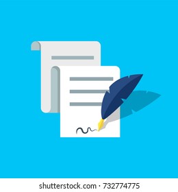 Signing contract quill vector icon