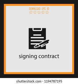 signing contract  vector icon