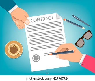 Signing a contract vector illustration