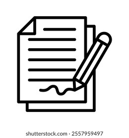 signing contract Vector Lineal Icon on white background.