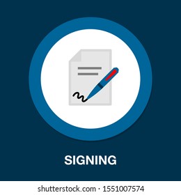 signing contract. vector sign contract illustration, business agreement signature - office icon