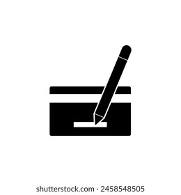 Firma de tarjeta de crédito icono de Vector plano. Símbolo sólido simple aislado sobre fondo blanco. Plantilla de diseño de signo de tarjeta de crédito para Web y elemento de IU móvil