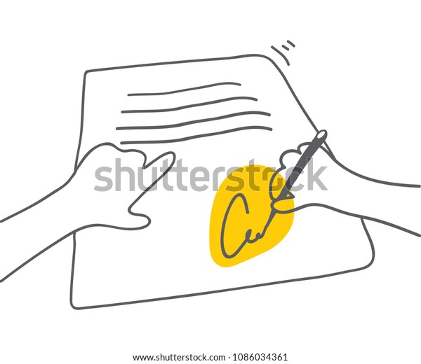 Signing Document Man Signing Document Yellow Stock Vector (Royalty Free ...