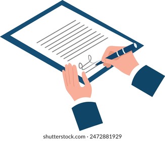 Signing a Document Vector Illustration