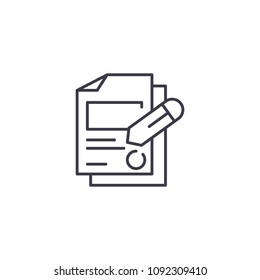 Signing documents linear icon concept. Signing documents line vector sign, symbol, illustration.