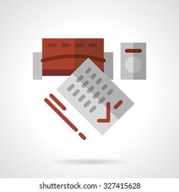 Signing documents for long-term rent of property. Flat color style abstract vector icon. Design elements for site, business or mobile.