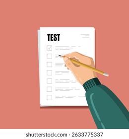 Signing documents vector icon sign in flat style. Test