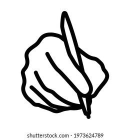 Signing Hand Icon. Editable Bold Outline Design. Vector Illustration.