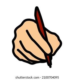 Icono de mano de firma. Contorno de negrita editable con diseño de relleno de color. Ilustración vectorial.