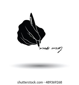 Signing hand icon. White background with shadow design. Vector illustration.