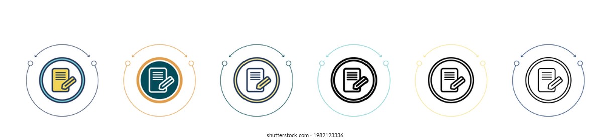 Icono de firma en el estilo relleno, delgado, contorno y trazo. Ilustración vectorial de dos diseños de iconos vectoriales de señalización en color y negro para móviles, ui, web