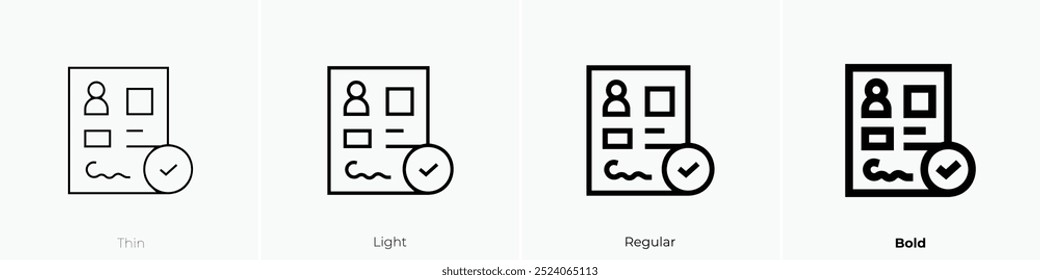 signing icon. Thin, Light Regular And Bold style design isolated on white background