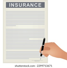 Signing insurance policy. vector illustration 