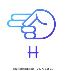 Signing letter H in ASL pixel perfect gradient linear vector icon. Communication system for people with deafness. Thin line color symbol. Modern style pictogram. Vector isolated outline drawing