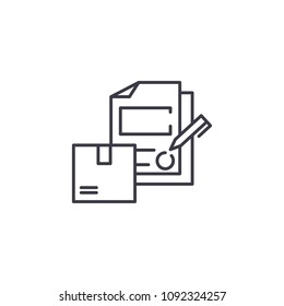 Signing logistics contract linear icon concept. Signing logistics contract line vector sign, symbol, illustration.