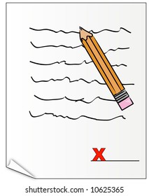 assinatura no x no documento oficial - vetor