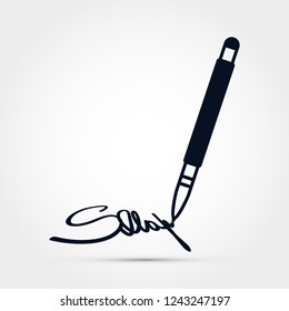 Signing with a pen concept - vector illustration