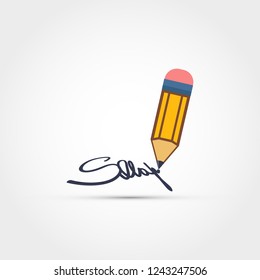 Signing with a pen concept - vector illustration