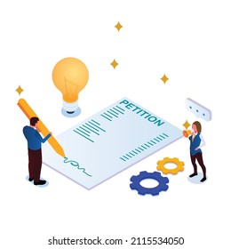 Signing petition isometric 3d vector concept for banner, website, illustration, landing page, flyer, etc.