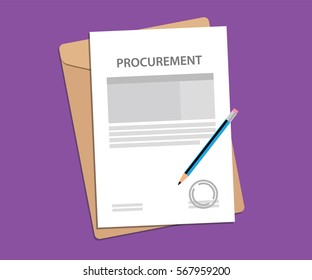 Signing Procurement Agreement Stamped Paper With Pen And Folder Document On Top Of Table