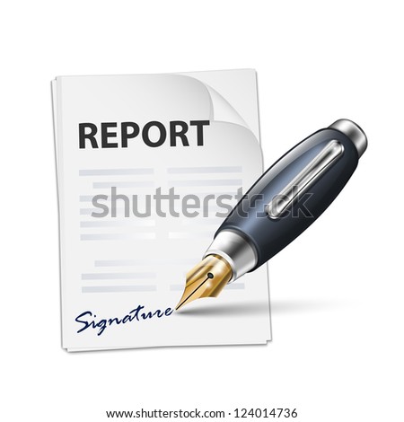 Signing report icon. Vector