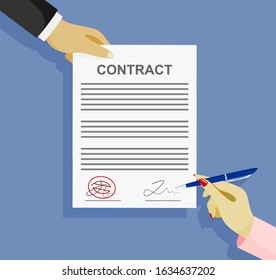 signing sign contract paper document. vector