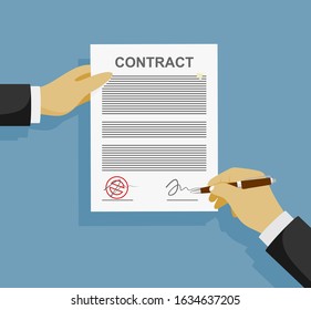 signing sign contract paper document. vector
