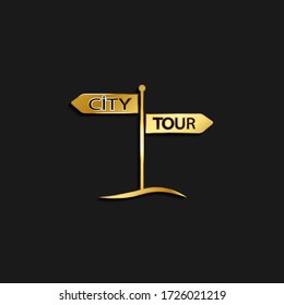 Signpost, address, icon gold icon. Vector illustration of golden style