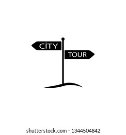 Signpost, address, icon. Summer vector icon Black Thin flat Symbol of Tourism for Web and App development Isolated on White Background. Vector