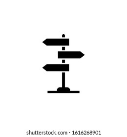 signpost, arrow, direction, information icon black flat shape design isolated on white background