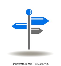 Signpost Arrows Sign Icon Vector. Business Direction Choice Symbol. Decision Making Illustration.