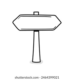 Icono del Vector de las flechas de señalización en estilo doodle. Símbolo de elección de dirección en diseño simple. Objeto de dibujos animados dibujado a mano aislado sobre fondo blanco.