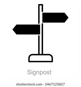 Señalización y concepto de icono de dirección