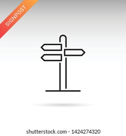 Signpost with direction signs thin line vector icon. Flat sign for mobile and web design.