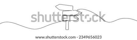Signpost drawn in a continuous line vector icon. Directional arrows are drawn in one line. Road sign. Continuous line design of direction icon.