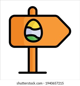 signpost, Easter flat line icon   