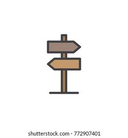 Signpost filled outline icon, line vector sign, linear colorful pictogram isolated on white. Guidepost symbol, logo illustration. Pixel perfect vector graphics