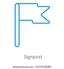 signpost and flag icon concept