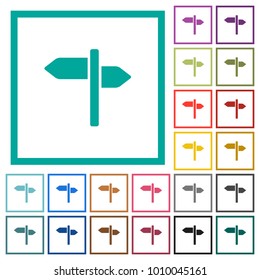 Signpost flat color icons with quadrant frames on white background