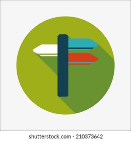 Signpost flat icon with long shadow