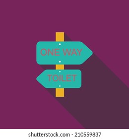 Signpost flat icon with long shadow