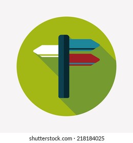 Signpost flat icon with long shadow