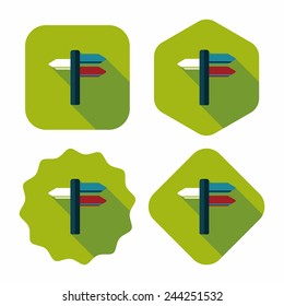 Signpost flat icon with long shadow
