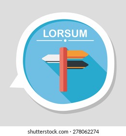 Signpost flat icon with long shadow