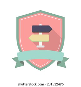 Signpost  flat icon with long shadow on badge background,EPS 10