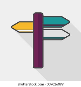 Signpost flat icon with long shadow